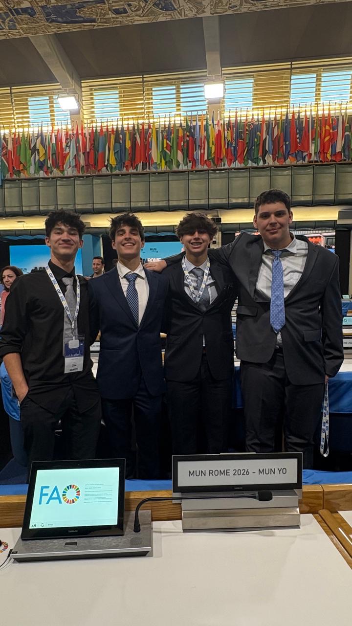 Luca G. Melillo with the International School of Panama delegation at MUN Rome 2026